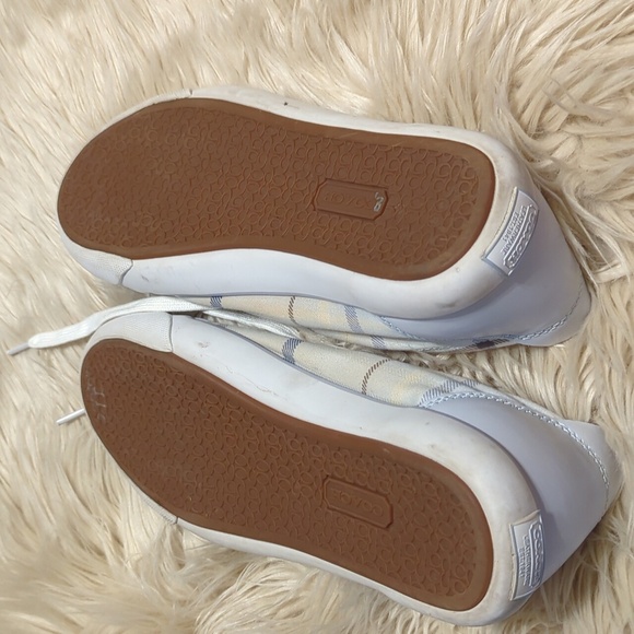 Coach Barrett light blue/yellow/white plaid shoes size 10B - Picture 5 of 8